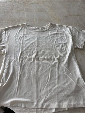 rag & bone Cream Embossed Logo Short Sleeve Tee